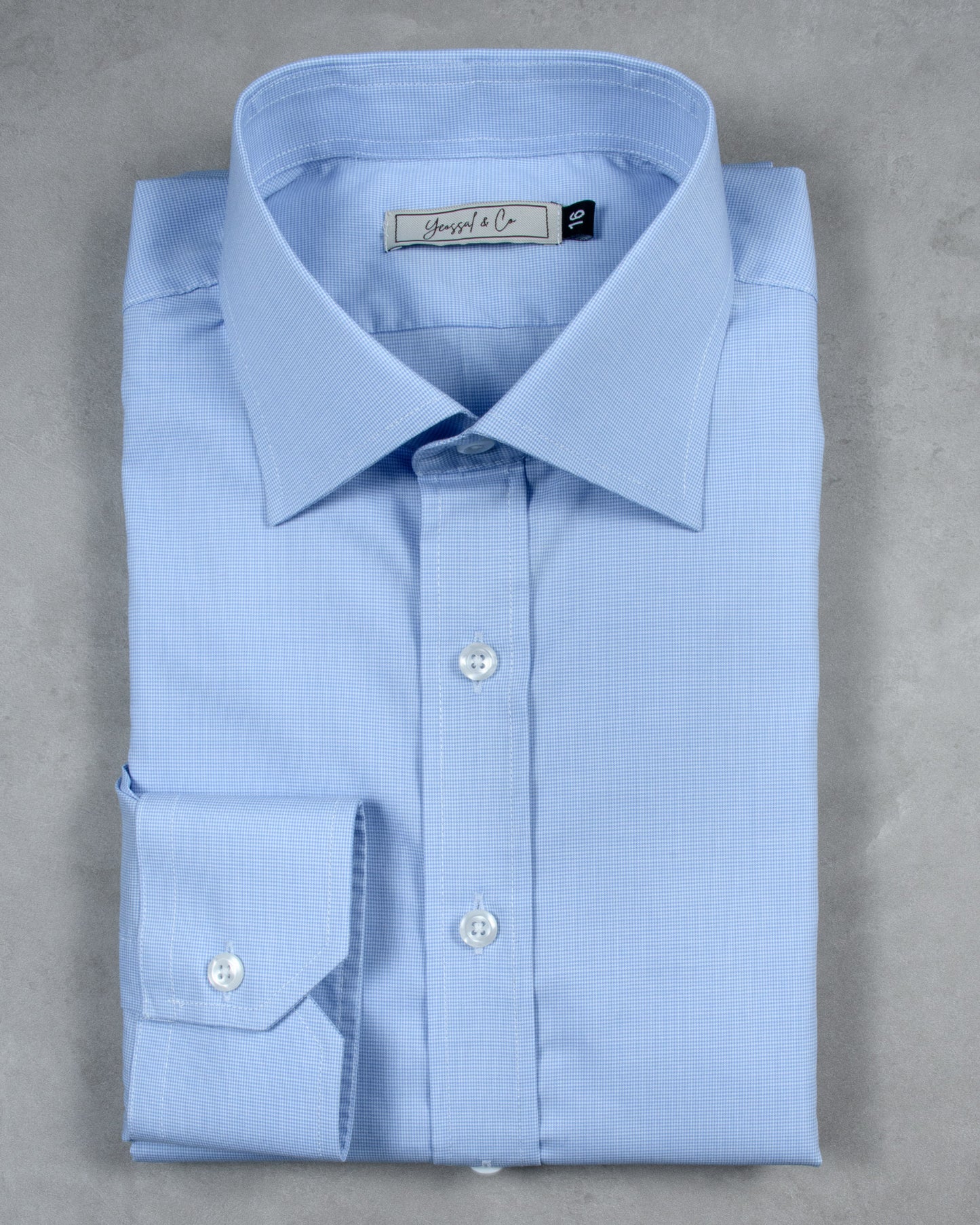 Blue Nailshead Spread Collar Cotton Shirt