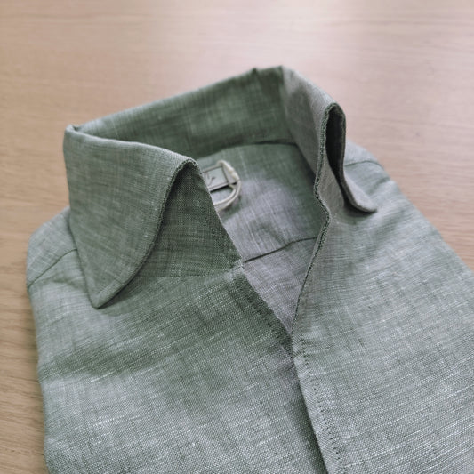 Green Linen Long Sleeves Shirt - SS107