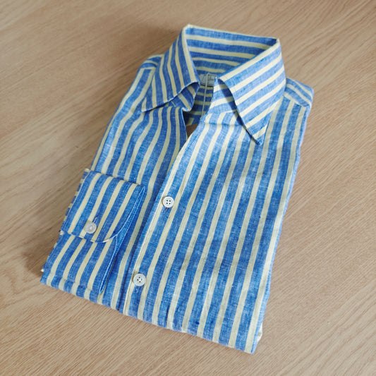 Blue/Yellow Stripes Linen Shirt - SS110