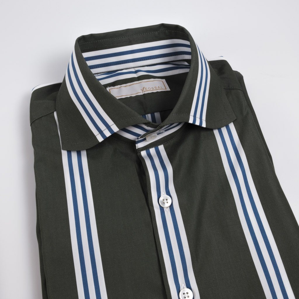 Thomas Mason Green/White/Blue Stripes Regent Shirt – Yeossal & Co